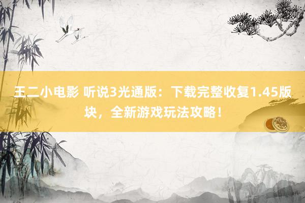 王二小电影 听说3光通版:下载完整收复1.45版块,全新游戏玩法攻略!
