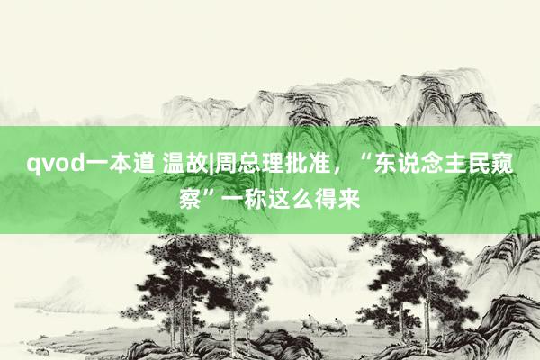qvod一本道 温故|周总理批准,“东说念主民窥察”一称这么得来