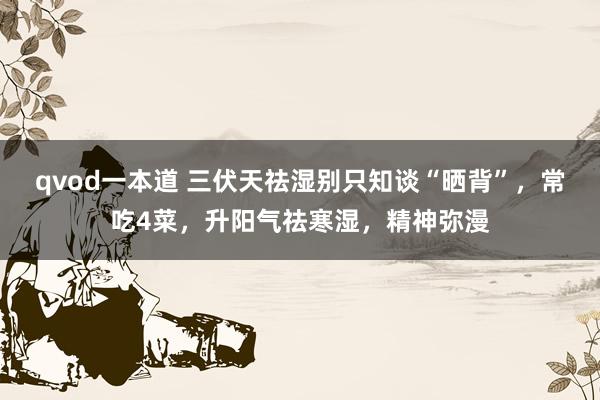 qvod一本道 三伏天祛湿别只知谈“晒背”,常吃4菜,升阳气祛寒湿,精神弥漫