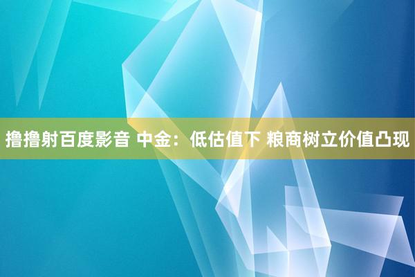 撸撸射百度影音 中金:低估值下 粮商树立价值凸现