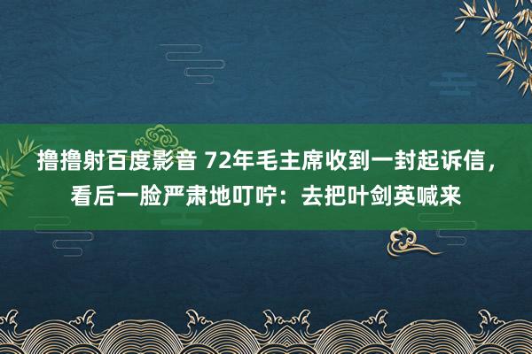 撸撸射百度影音 72年毛主席收到一封起诉信,看后一脸严肃地叮咛:去把叶剑英喊来