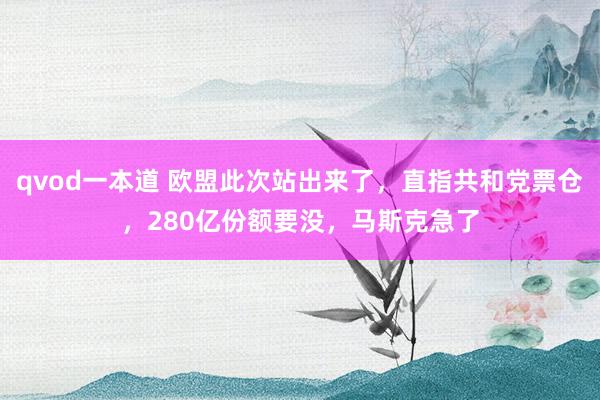 qvod一本道 欧盟此次站出来了，直指共和党票仓，280亿份额要没，马斯克急了