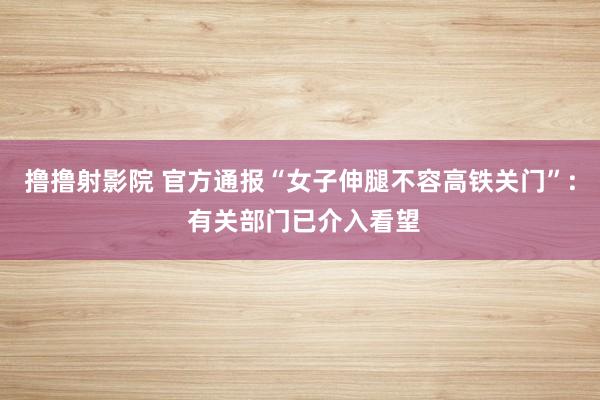 撸撸射影院 官方通报“女子伸腿不容高铁关门”: 有关部门已介入看望