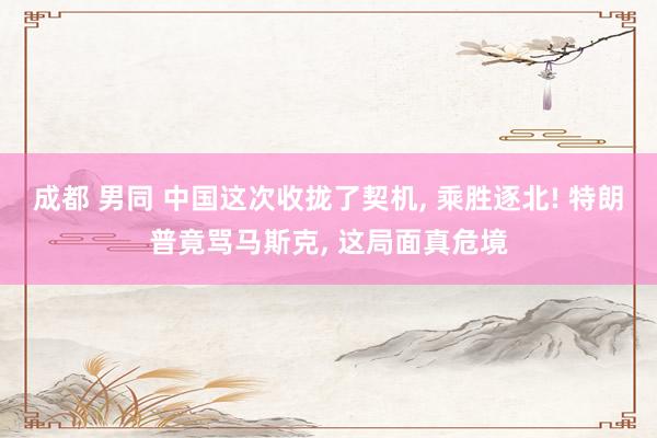 成都 男同 中国这次收拢了契机, 乘胜逐北! 特朗普竟骂马斯克, 这局面真危境